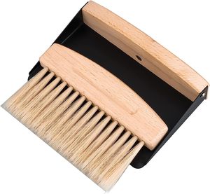 Mini Broom and Dustpan Set Wood <strong>Hand</strong> Broom with Natural Horsehair Bristles Whisk Broom <strong>Brush</strong> - Product Image 2