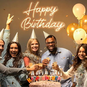 Insegna al Neon per Bar, Feste, Matrimoni, Decorazioni per la Casa, Ingrosso Luce a <span class=keywords><strong>Led</strong></span>, Logo Buon Compleanno, Insegna Neon Personalizzata Senza MOQ, Dropshipping - Product Image 2