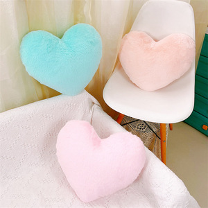 Coussin en peluche en forme de cœur, coussin doux pour canapé, lit, chaise, décoration, couleurs rose, rouge, violet, bleu, Orange - Product Image 4