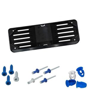 Soporte para matrícula de coche, frontal, universal, de plástico negro, 37,5x12,3 cm, con tornillos y clips - Product Image 1