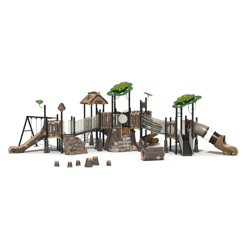HD 도매 정글 Srossing 대형 어린이 결합 슬라이드 야외 슬라이딩 및 스윙 테라스 도어 조합
