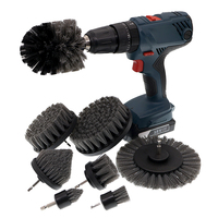 Brosse de nettoyage électrique multi-tailles grise pour perceuse, idéale pour salle de bain, cuisine, et lavage de roues de voiture