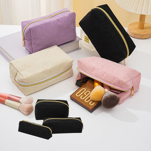 Nuevo estuche de pana para lápices, bolsa de cosméticos sencilla, bolsa de aseo portátil de gran capacidad, bolsa de almacenamiento de papelería para viajes de negocios - Product Image 2
