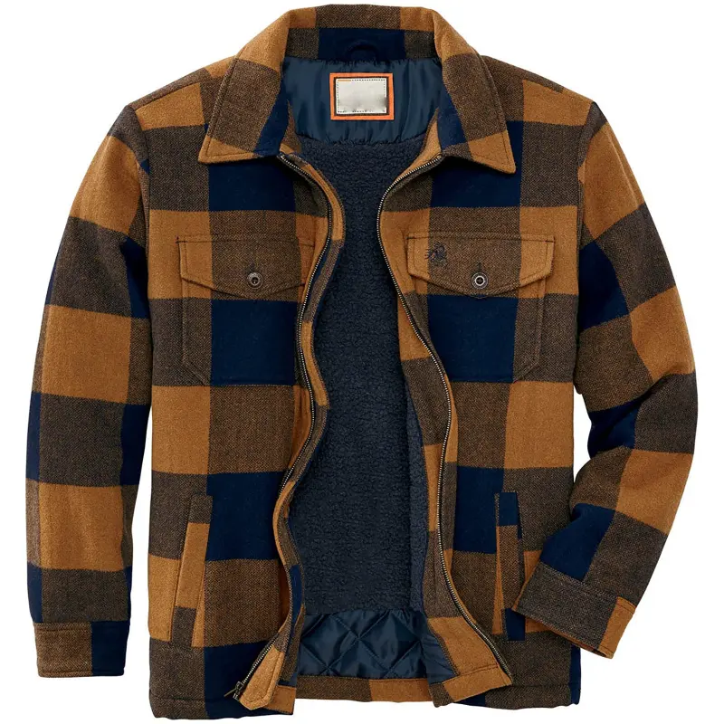 High Quality Plus Size Men'S Jackets Sherpa Fleece Jacket Men Flannel Plaid Jacket