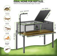 Grand habitat de tortue en bois-support de lampe réglable, enceinte de tortue intérieure/extérieure, table de terrarium de reptile à jambes détachables