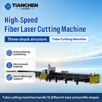 Découpeuse laser à fibre Tianchen Industrial 2000W avec structure à trois mandrins pour la découpe de tôles et de tubes, commande CNC 3 axes