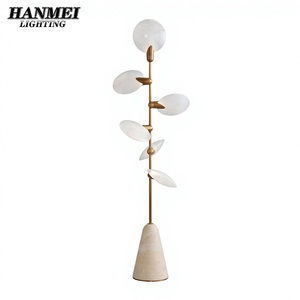 Steel-framed Glass LED Long Middle <b>Hanging</b> Floor Lamp With <b>White</b>/Gold and 3-Year Warranty HM-Floor Lamp Steel Frame Cons - Product Image 1