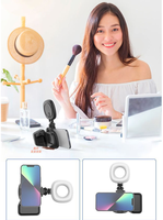 Support de Téléphone Portable K01 pour Photographie, Poignée Selfie, Télécommande, Lumière d'Appoint, Matériau ABS, Fixation par Clip