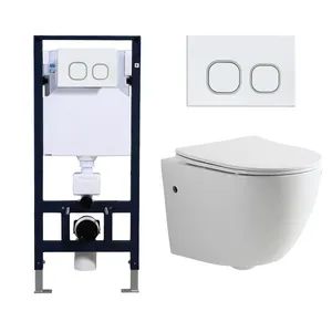 Toilette Bowl Wc Suspender Modern Hanging Mount Water Closet Rimless Floating Ceramic Wall Hung WC