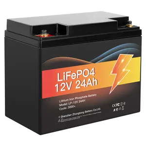 Bms付き充電式Lifepo4バッテリーパック12v24ah