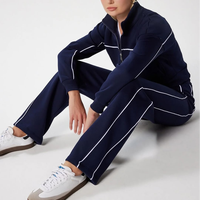 Ensemble de survêtement décontracté pour femme : veste à capuche zippée confortable, pantalon de jogging droit à jambe large et sweat-shirt pour le sport, la course et le yoga