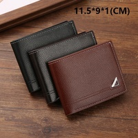 Dompet Pria Bisnis Santai Lipat Dua Kulit Asli Minimalis Grosir Tas Kulit PU Pendek Tipis