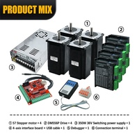HLTNC Kit CNC Moteur pas à pas 4 axes 57HS100 2.5NM DM556P avec régulateur de vitesse 1.8 ° Nema 23 Kit moteur pas à pas