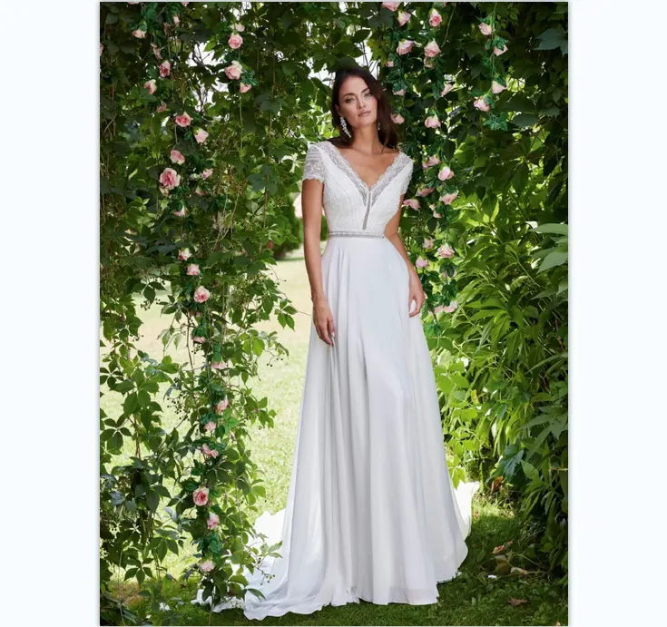 結婚式のVネック2023新しいボヘミアンスタイルの小さな尾ラザダ花嫁結婚式の気質のウェディングドレス