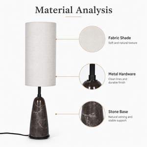 Lámpara de Pie Moderna con Pantalla de Tela y Base de Mármol, Bombilla E26/E27, Luz Cálida, Decorativa para Interiores, Fabricante de Iluminación Personalizada OEM/ODM - Product Image 3