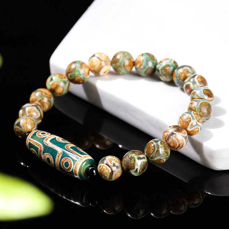 JD GEMS Tibetan Natural Agate Dzi Beads - Fengshui Protection