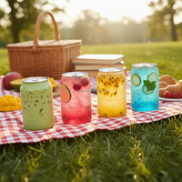Canette de boisson en PET personnalisable et étanche avec couvercle en aluminium de qualité alimentaire pour l'emballage de boissons froides