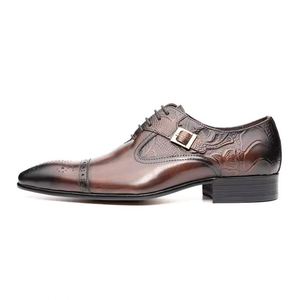 Latest Business Formal Stylish Brogue Men's <b>Shoes</b> Round Toe Korean Style Trendy Genuine Leather Autumn Waterproof <b>Shoes</b> - Product Image 3