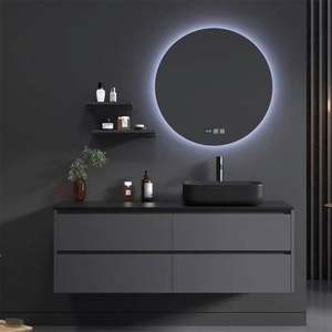 Wash Basin <b>Wood</b> <b>Cabinet</b> Black Modern Mounted Mirrored Grey Set Nordic Hotel Toilet <b>Bathroom</b> Vanity - Product Image 2