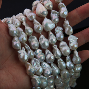 Natural Freshwater Baroque Pearl Strand 12-13mm Large Irregular Shaped Pearls for <strong>Jewellery</strong> Making DIY Necklace Wholesale Supply - Product Image 3