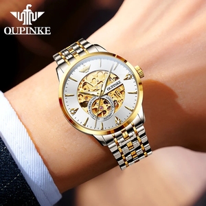 OUPINKE 3308 Montres automatiques japonaises pour hommes, marque originale, montre-bracelet mécanique à double face ajourée, montres dorées de luxe haut de gamme - Product Image 4