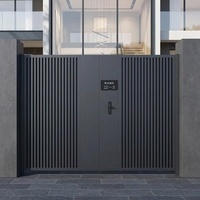 Porte d'entrée moderne de luxe en aluminium, résistante aux intempéries, avec serrure intelligente numérique pour villa et maison résidentielle