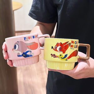 Taza de Cerámica Disney Zootopia, Diseño de Dibujos Animados con Asa, Rosa y Amarillo, para Café, Desayuno, Regalo, Primavera 2025 - Product Image 3