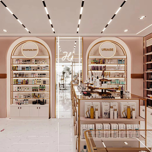 Stand de vente au détail personnalisable pour les cosmétiques |   Meubles modernes pour magasin de maquillage et design de meuble à maquillage en bois - Product Image 4