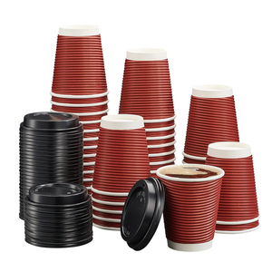 Biểu tượng tùy chỉnh gợn tường cup 12oz gợn 3 ply dùng một lần cách điện cốc giấy - Product Image 3