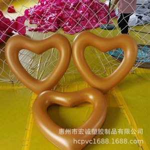Anillo de natación inflable en forma de corazón de 85 cm, color dorado engrosado, para deportes acuáticos infantiles - Product Image 1