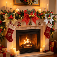 Décoration murale Nicro pour cheminée, nœud en fibre de polyester scintillant or, argent, rouge pour boîte cadeau et sapin de Noël