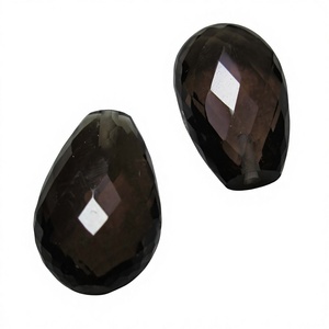 Quartz fumé naturel taille poire 10x16mm, pierres précieuses en vrac certifiées Gopika par un tiers, vente en gros pour la fabrication de bijoux fins - Product Image 1