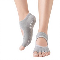Chaussettes de yoga antidérapantes à cinq doigts et talon ouvert pour femmes, chaussettes de fitness pour l'entraînement