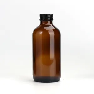 8oz 240ml Brown Amber Boston Glass Bottle with screw cap