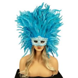 מסכת נוצות טבעית צבעונית במלאי למבוגרים ונערות לחגיגות ליל כל הקדושים, פסטיבלים, מרדי גרא וקוספליי. - Product Image 6