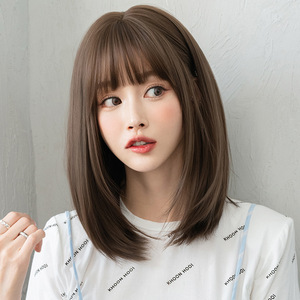 วิกผมสั้นทรงบ๊อบสไตล์เกาหลี 40 ซม. สีน้ำตาลเย็น พร้อมหน้าม้า สำหรับผู้หญิง - Product Image 3