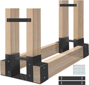 Kit de support de stockage de bûches de <span class=keywords><strong>bois</strong></span> de chauffage extérieur réglable à n'importe quelle longueur - Product Image 2