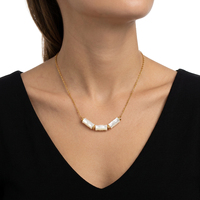 Collar Minimalista de Moda con Cadena de Tubo de Bambú y Conchas Naturales, Bañado en Oro 18K PVD, Resistente al Deslustre
