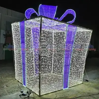 Hete Verkoop Walk-Through Outdoor Park Kerst Straatdecoraties Gigantische Tuinverlichting 3d Geschenkdoos Motief Licht