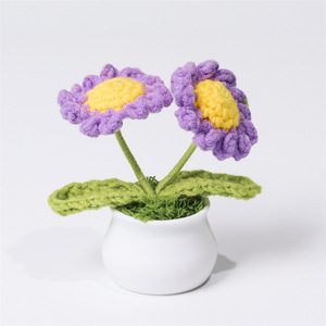 Pianta di Fragole all'Uncinetto Fatta <span class=keywords><strong>a</strong></span> Mano, Bouquet di Girasoli in Lana Artificiale Lavorata <span class=keywords><strong>a</strong></span> Maglia, Decorazione per la Casa, Regalo di Laurea e Natale - Product Image 4