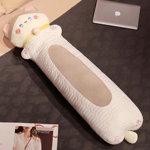 Chat blanc peluche oreiller moelleux en peluche longue émulsion Anime inspiré doux fille dormir avec Red Dragon PP coton remplissage - Product Image 5