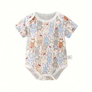 Ropa de Bebé Recién Nacido OEM de Alta Calidad, Mameluco de Verano de Manga Corta, 100% Algodón Peinado, Mameluco Blanco Liso para Bebé - Product Image 2