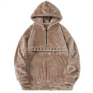 Chaqueta de forro polar unisex con capucha y cremallera corta, bordada a medida, estilo deportivo, holgada, con bolsillos, ecológica y de peso pesado. - Product Image 2