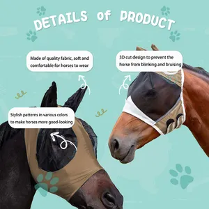 Hot sale Customization ear stretchable Horse Fly Mask New Horse Products Head Cover For Horses