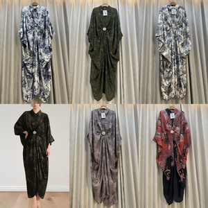 Robe longue kaftan élégante noire et or pour femme, style vintage, modeste, <span class=keywords><strong>kimono</strong></span>, pour l'Aïd, coupe ample et décontractée, taille unique - Product Image 4