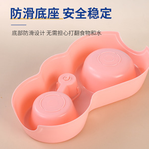Pet Double Bowl Plastic <b>Cat</b> Water <b>Feeder</b> With Bottle Automatic Dispenser Pink Color - Product Image 4