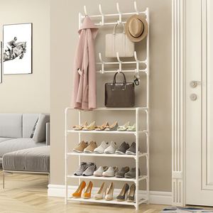 Perchero con Banco para Zapatos, Mueble de Entrada con 7 Ganchos y Almacenamiento de Zapatos de 4 Niveles - Product Image 4