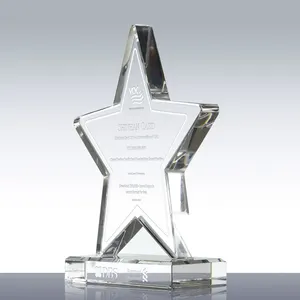 Kunden spezifische Laser gravur Corporate Awards Sternform Glas Trophäe Kristall belohnung Kristallglas Trophäe