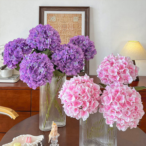 White <b>Hydrangea</b> Flower Home Decoration <b>Artificial</b> Flowers High Quality Simulation <b>Hydrangea</b> Silk Flower With Clear Glass Vase - Product Image 2