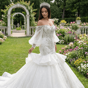 Wx95 Beads <b>Sequins</b> Diamond New Design Mermaid Wedding Dress Fashion Court Train Luxury Bride Dresses Jancember - Product Image 1